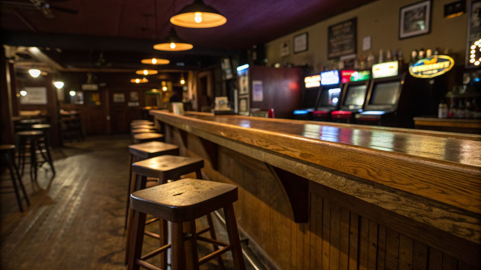 An Illinois tavern floor with gaming terminals along the wall